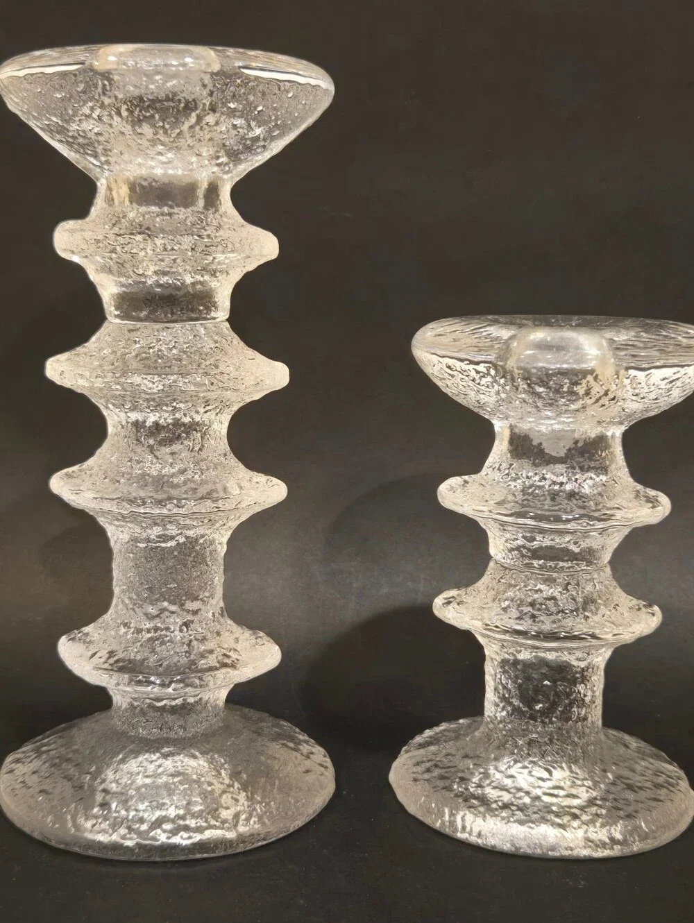 Vintage Iittala Festivo Glass Candlestick Pair - Modern Home Accent